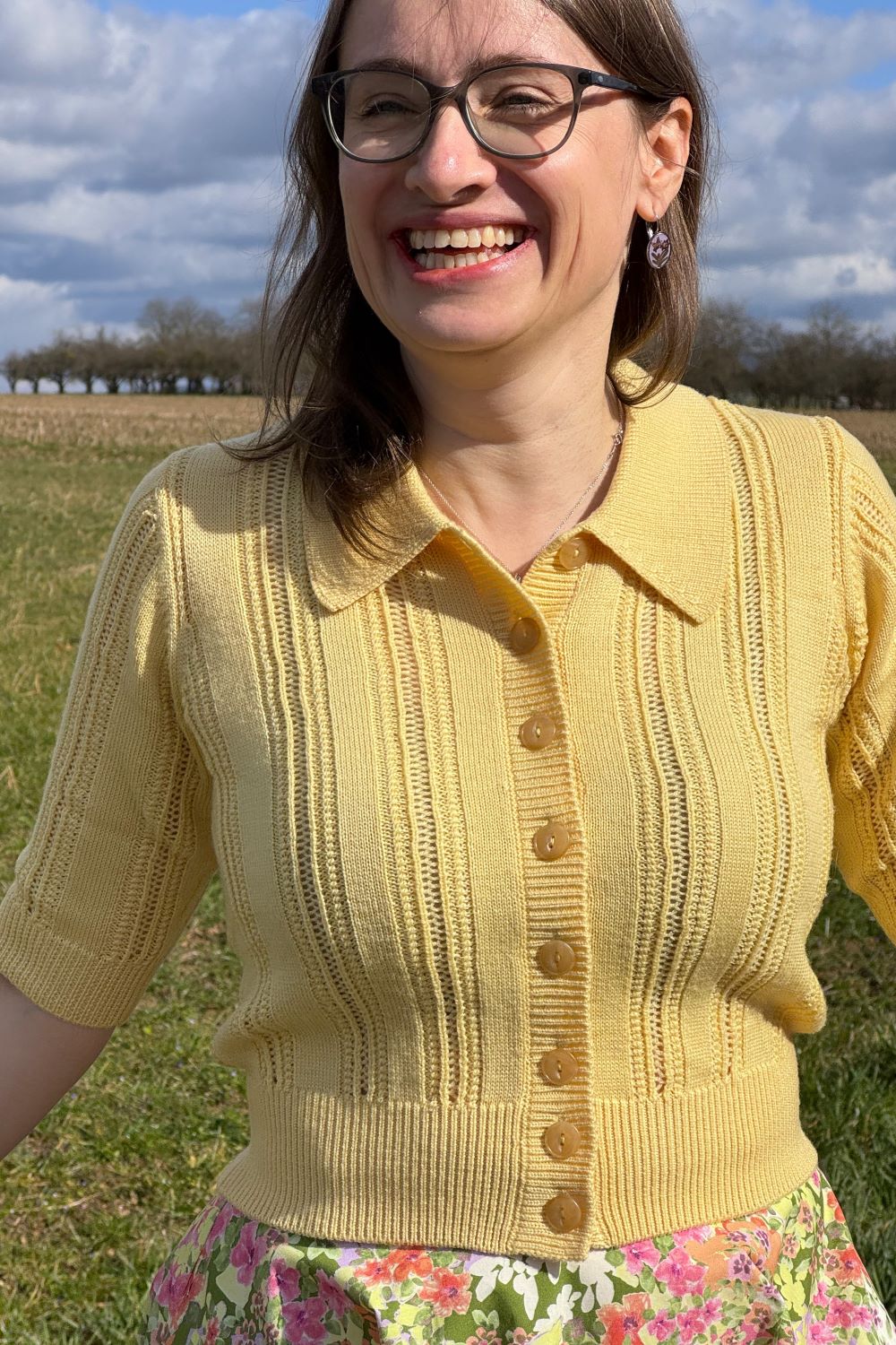 The Non Contrast Cardigan, Mellow Yellow Wool