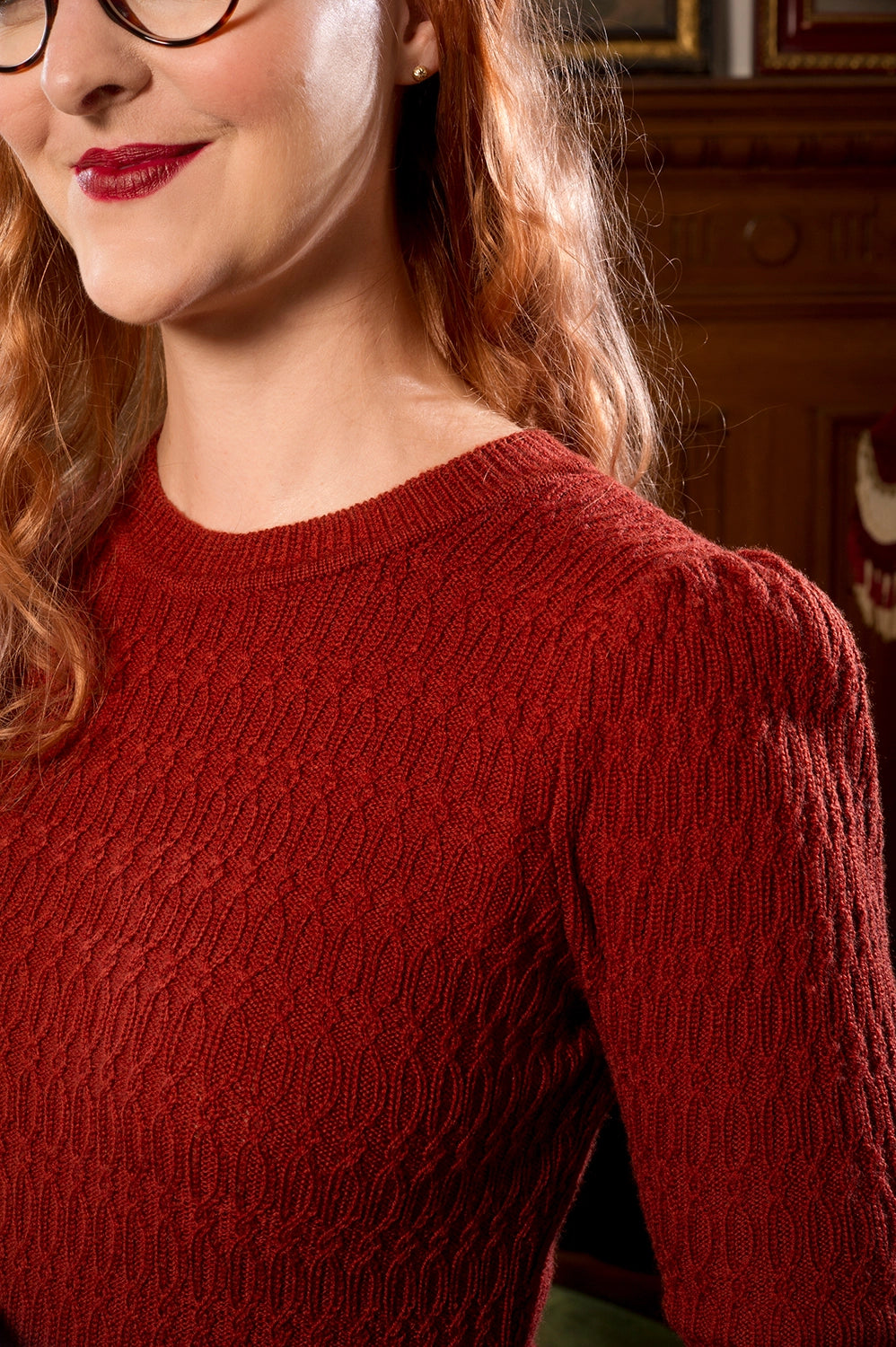 The All Round Sweater, Rust Wool - Strickpulli rostrot