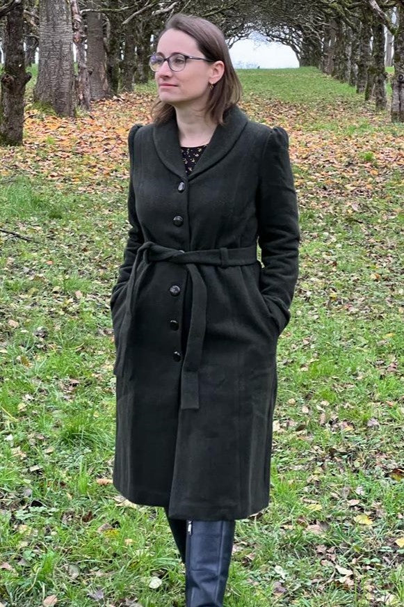 Wool Long Coat, Bottle Green