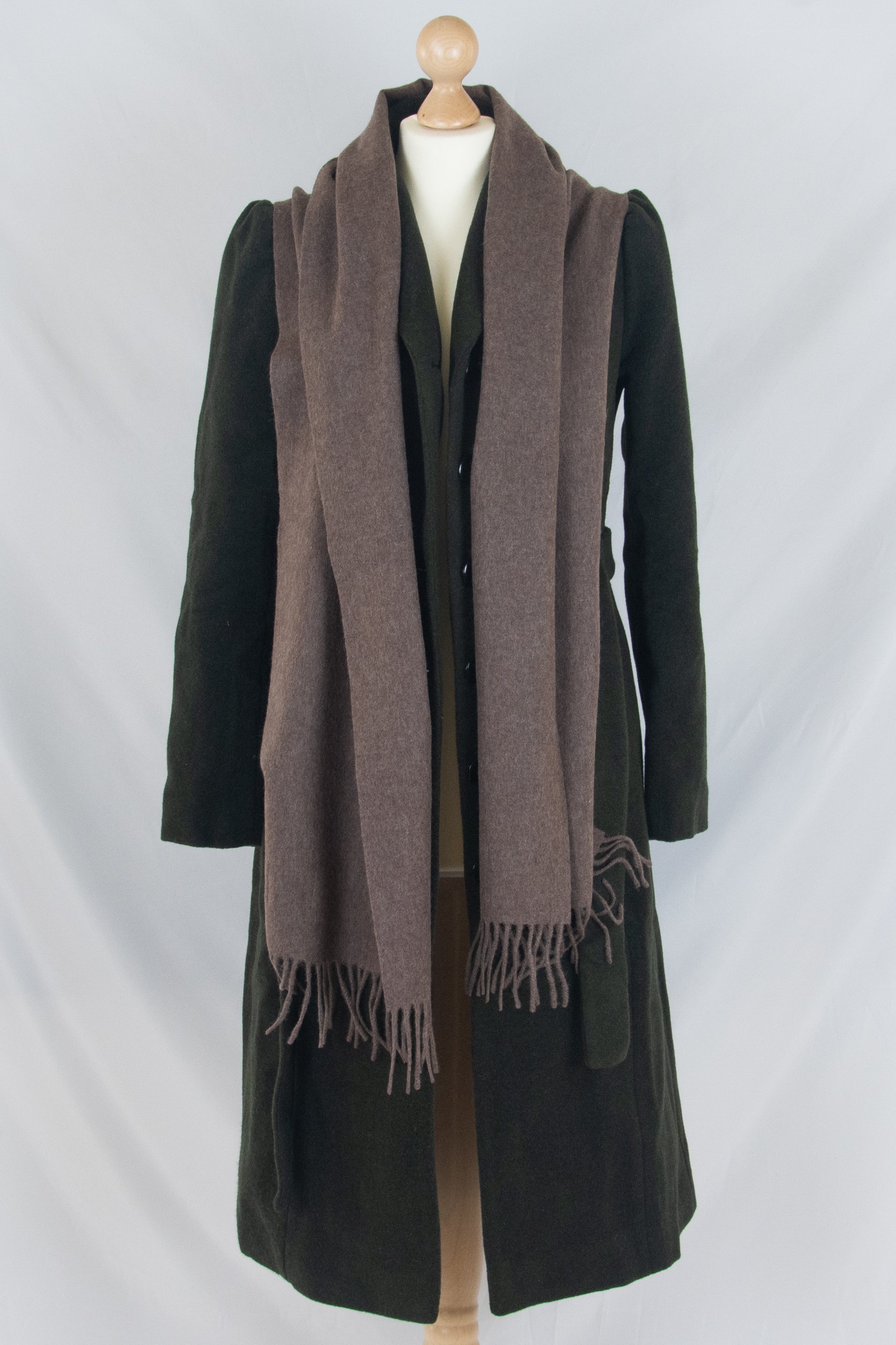 Wool Long Coat, Bottle Green