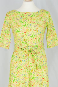Daneflora Slub Jersey Dress, pale yellow botanical