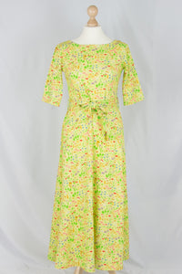 Daneflora Slub Jersey Dress, pale yellow botanical