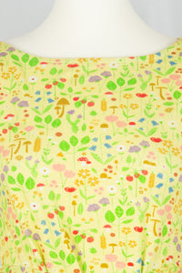 Daneflora Slub Jersey Dress, pale yellow botanical