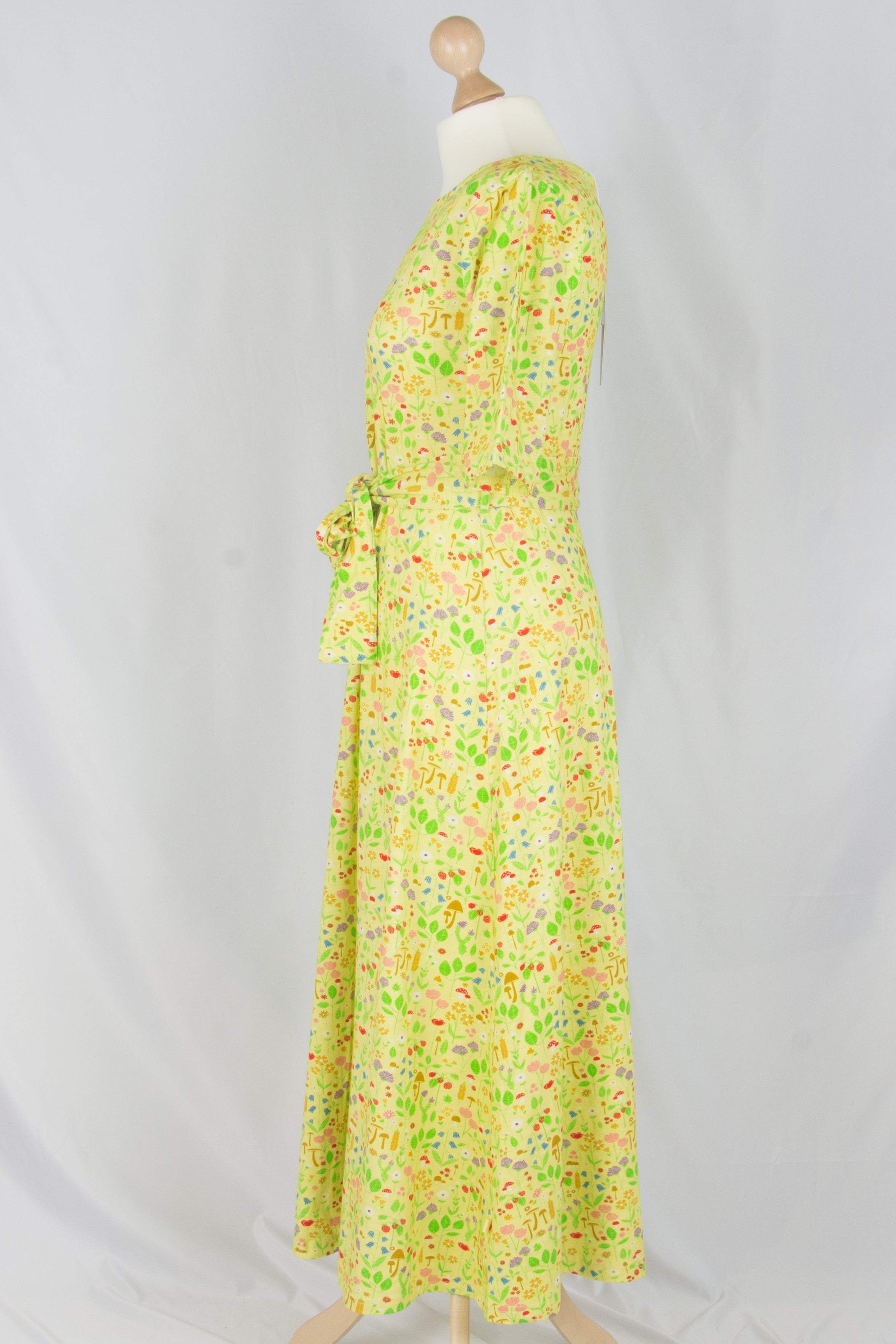 Daneflora Slub Jersey Dress, pale yellow botanical
