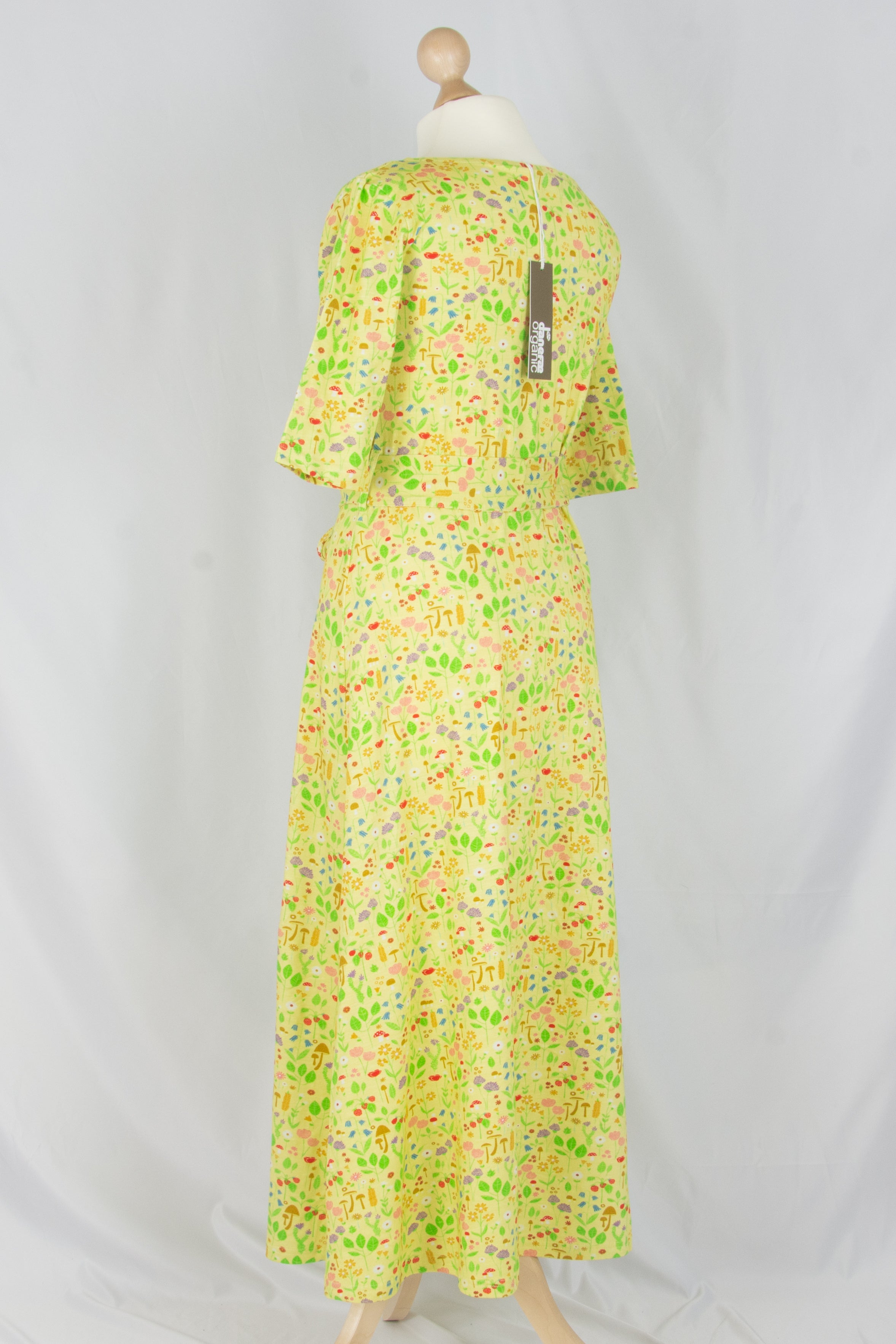 Daneflora Slub Jersey Dress, pale yellow botanical