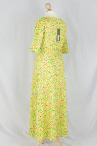 Daneflora Slub Jersey Dress, pale yellow botanical