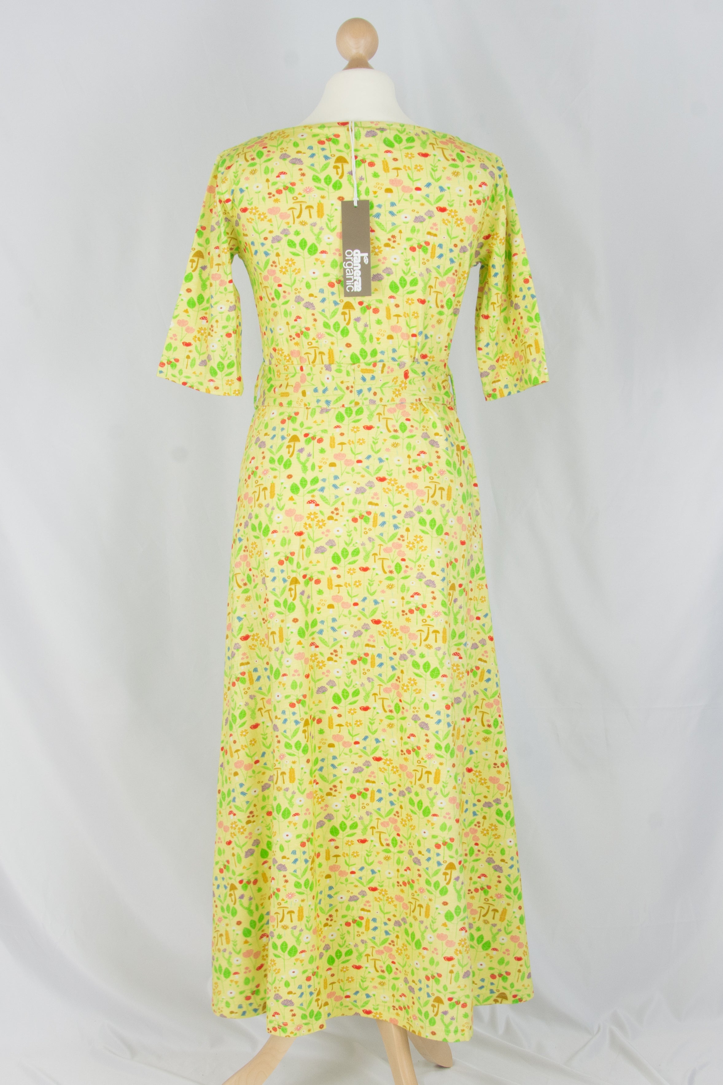 Daneflora Slub Jersey Dress, pale yellow botanical