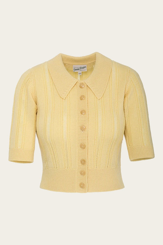 The Non Contrast Cardigan, Mellow Yellow Wool