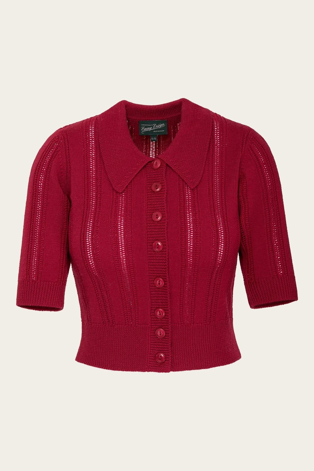 The Non Contrast Cardigan, Lipstick Red Wool