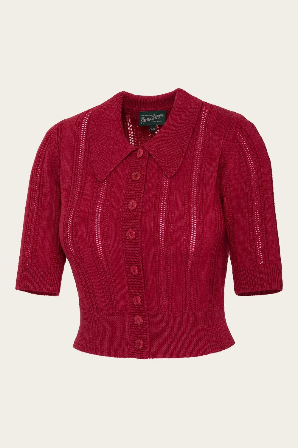 The Non Contrast Cardigan, Lipstick Red Wool