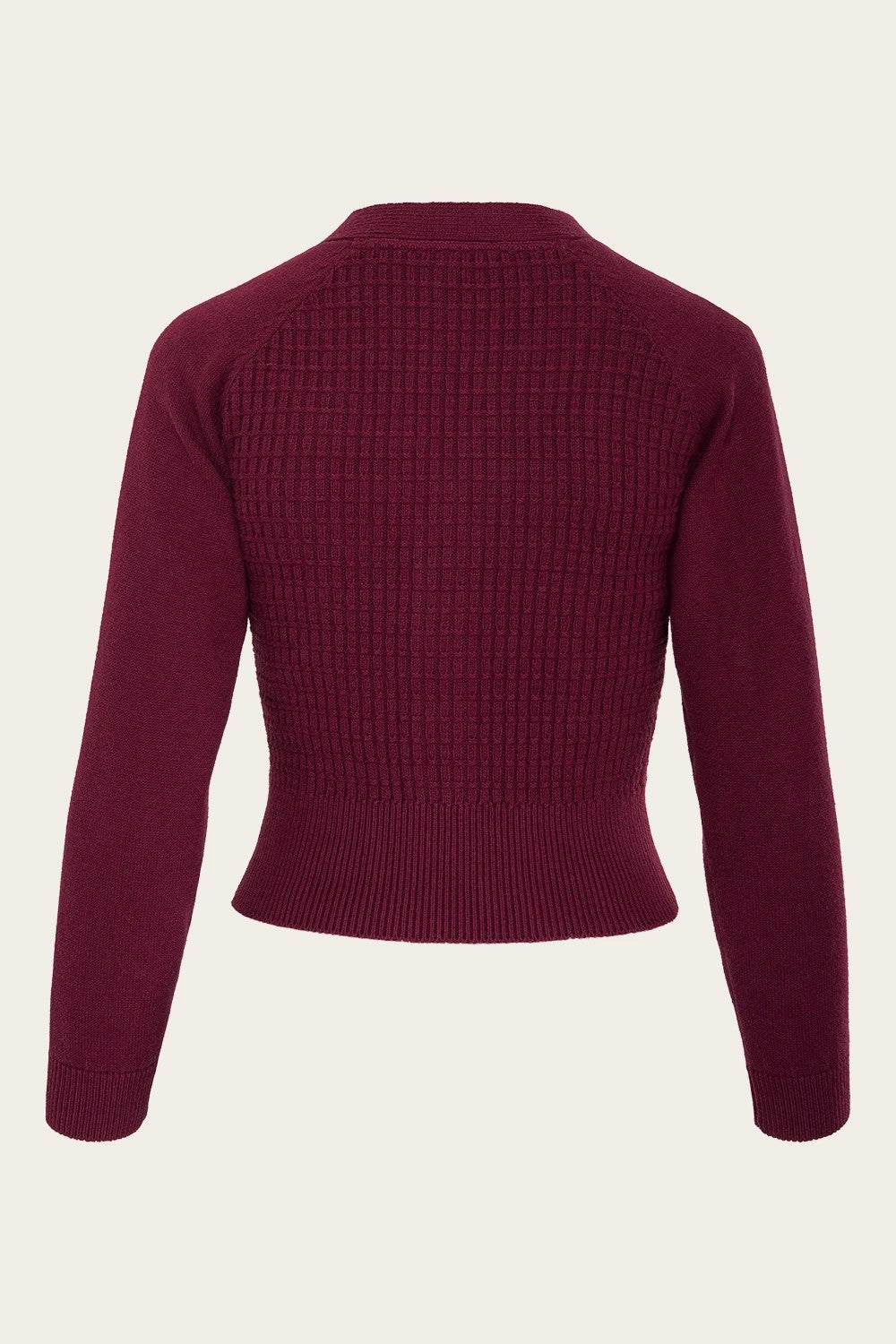 The Cable Knit College Cardi, Wine Cotton/Cashmere