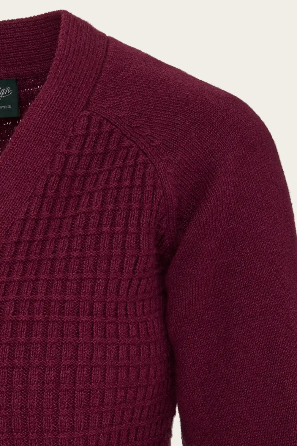 The Cable Knit College Cardi, Wine Cotton/Cashmere