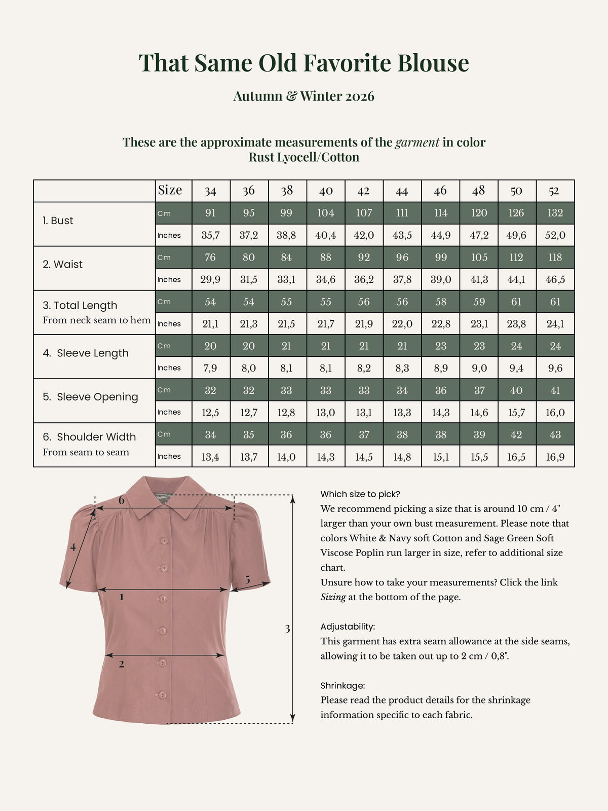 That Same Old Favorite Blouse, Rust - taillierte Bluse kurzarm rostrot