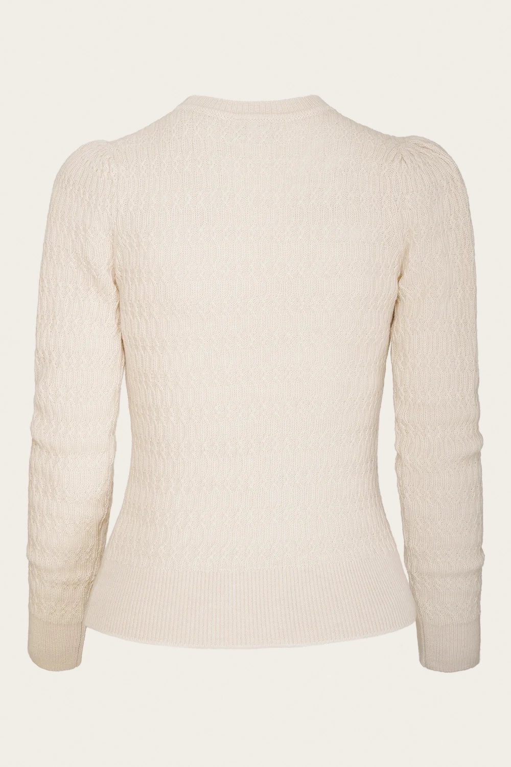 The All Round Sweater, Antique White Mélange Wool - Strickpulli wollweiß