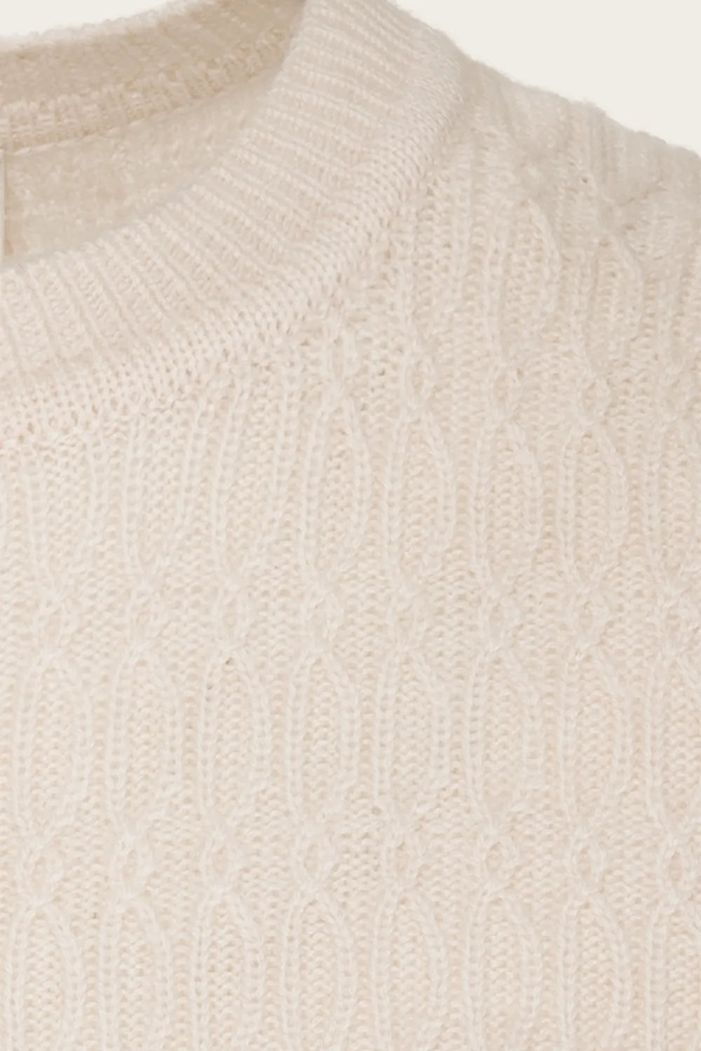 The All Round Sweater, Antique White Mélange Wool - Strickpulli wollweiß