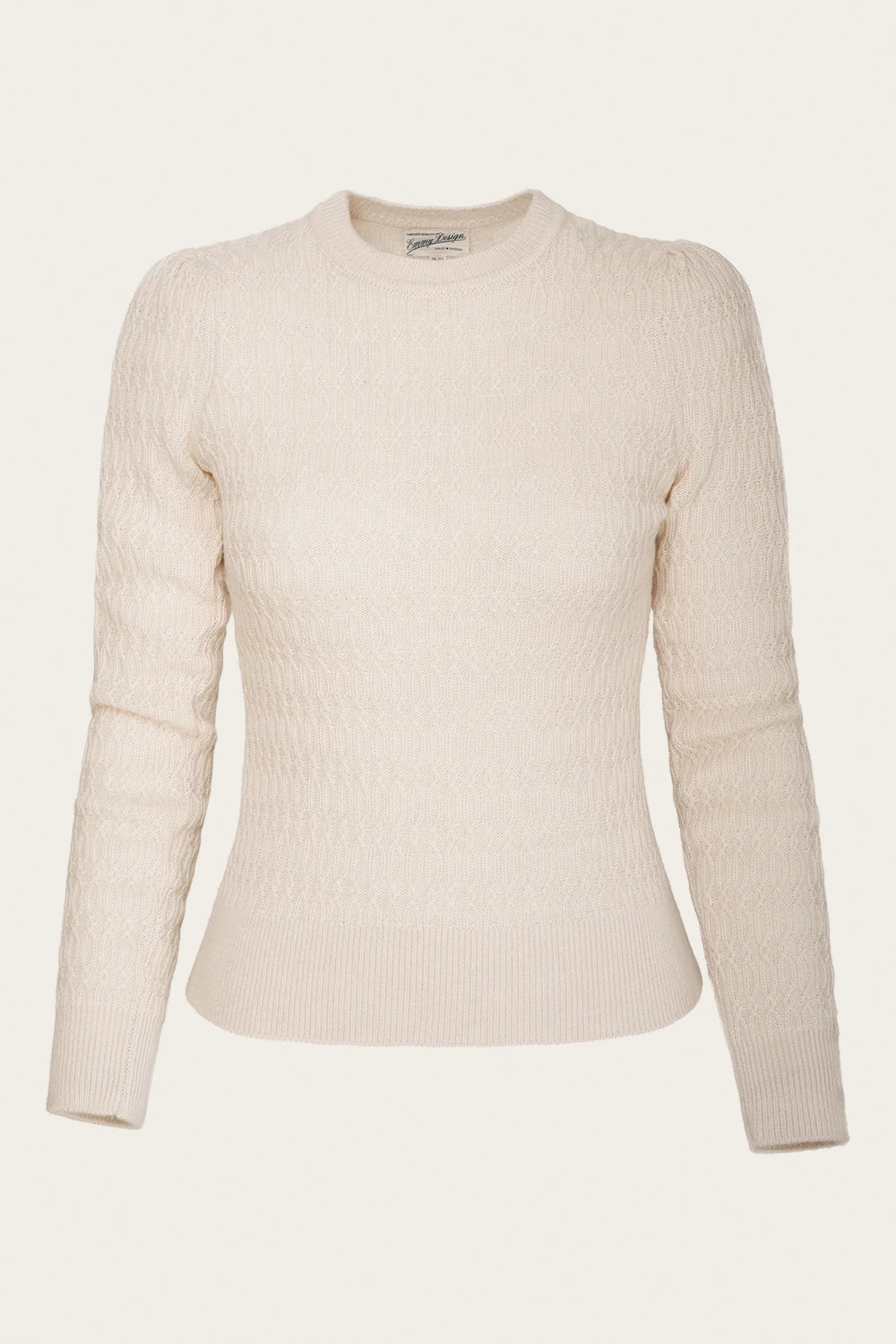 The All Round Sweater, Antique White Mélange Wool - Strickpulli wollweiß