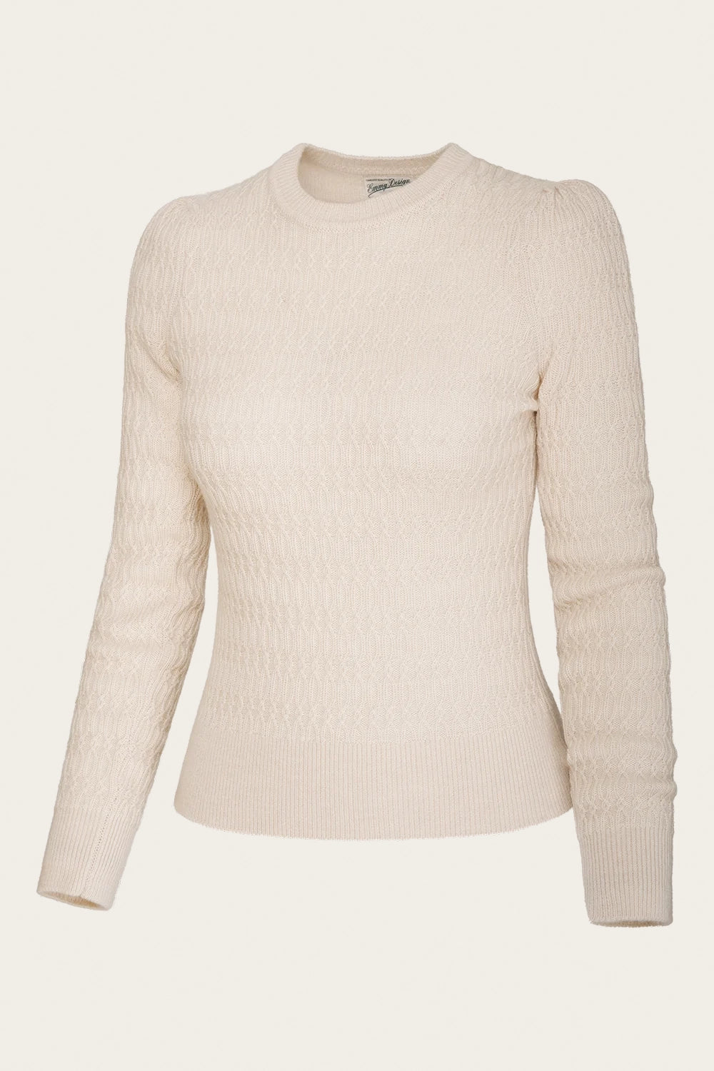 The All Round Sweater, Antique White Mélange Wool - Strickpulli wollweiß