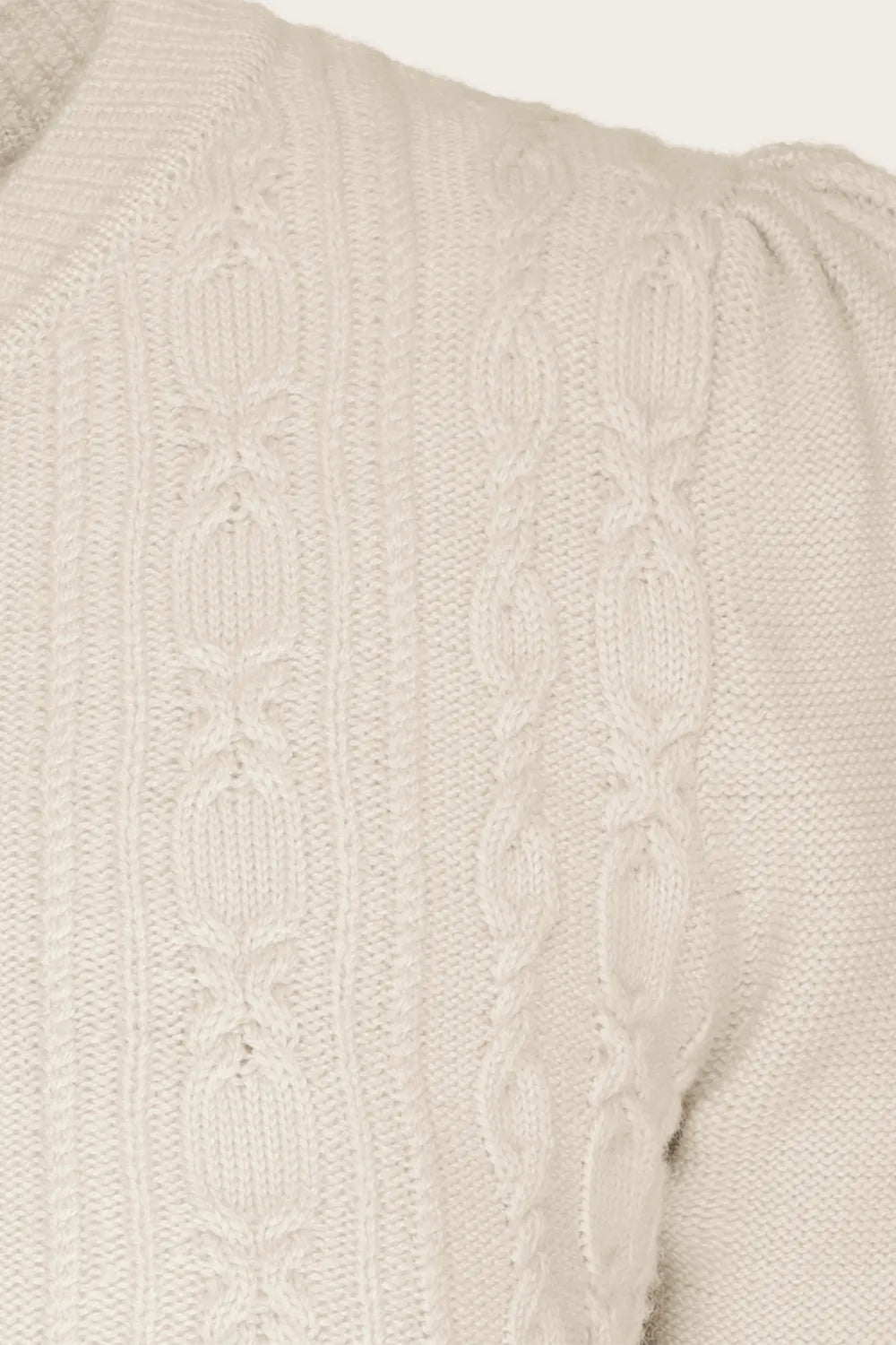 The Ice Skater Cardigan, Antique White Mélange Wool - taillierte Strickjacke wollweiß