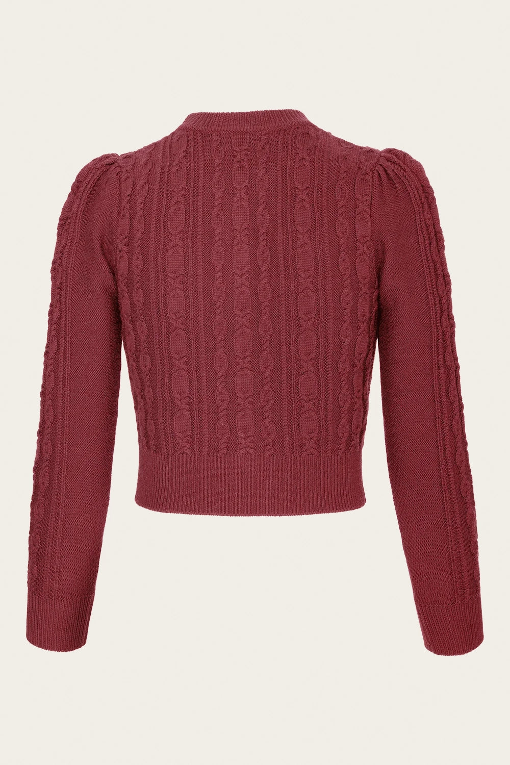 The Ice Skater Cardigan, Rust Wool - taillierte Strickjacke rostrot