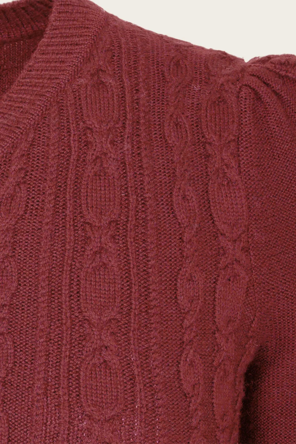 The Ice Skater Cardigan, Rust Wool - taillierte Strickjacke rostrot