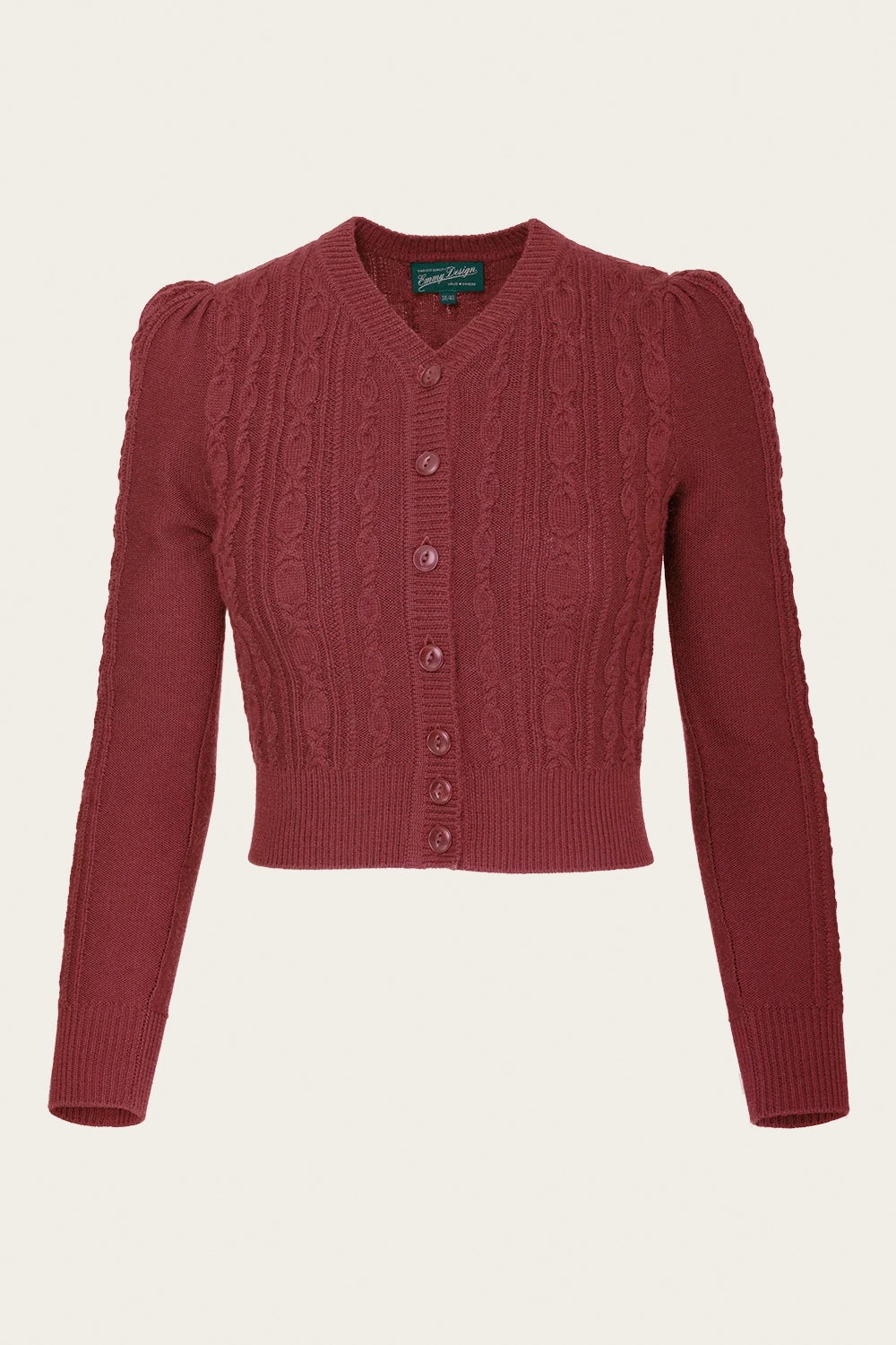 The Ice Skater Cardigan, Rust Wool - taillierte Strickjacke rostrot