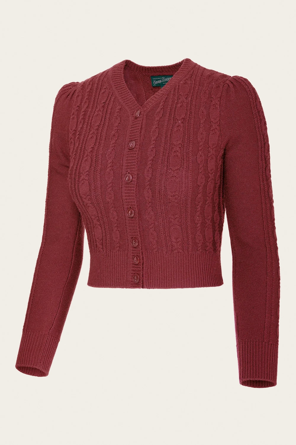 The Ice Skater Cardigan, Rust Wool - taillierte Strickjacke rostrot