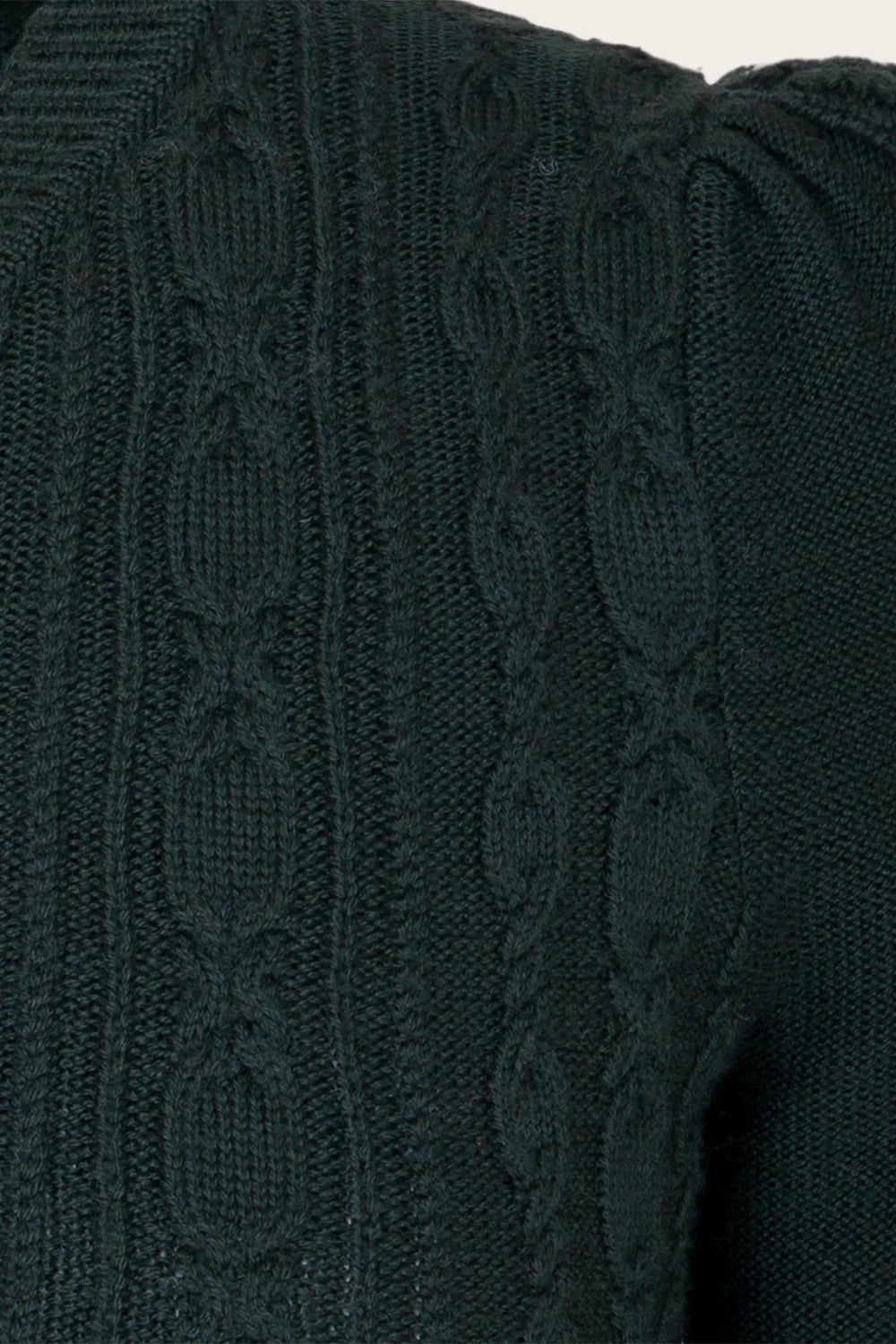 The Ice Skater Cardigan, Dark Bottle Green Wool - taillierte Strickjacke grün