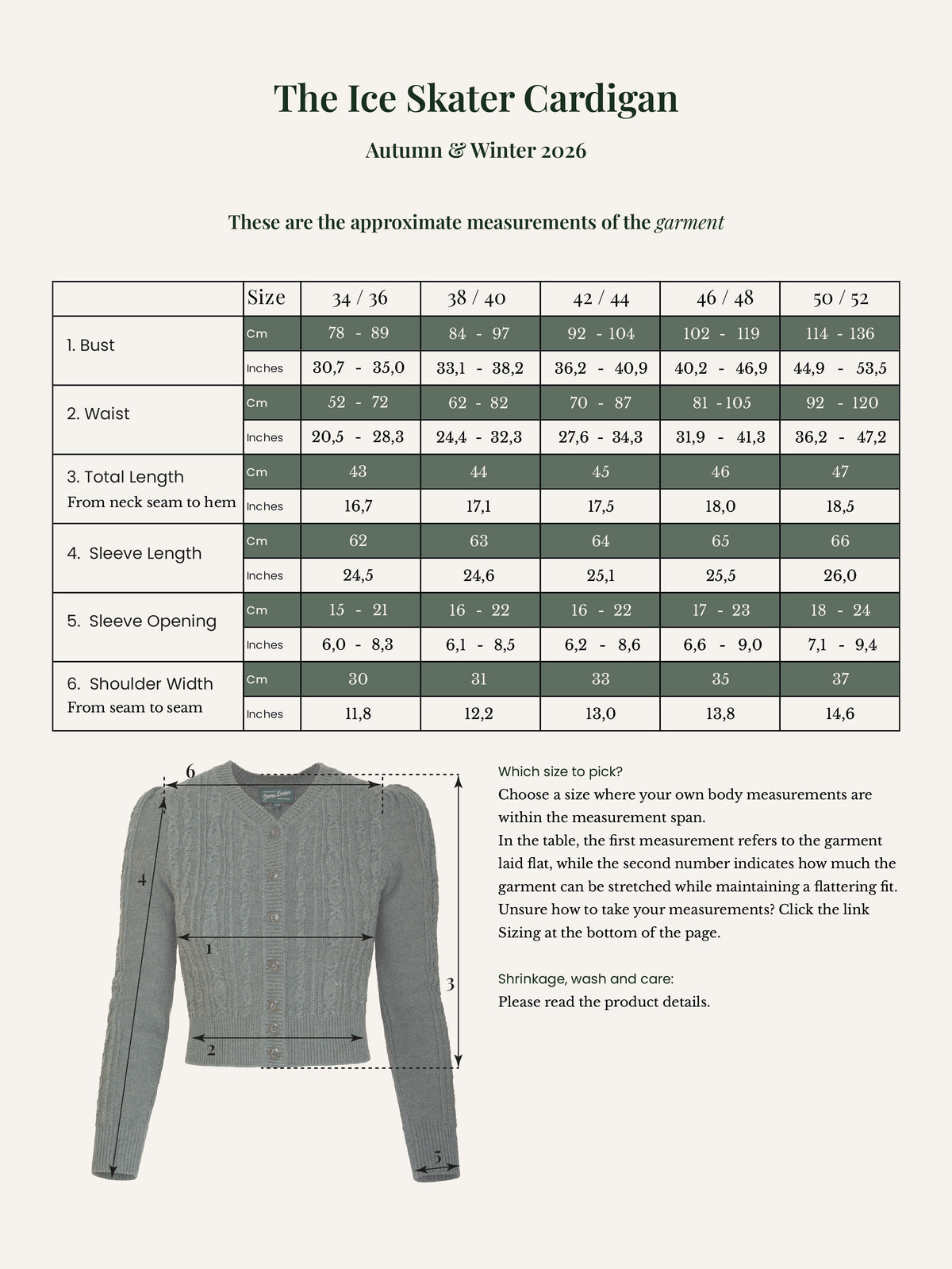 The Ice Skater Cardigan, Antique White Mélange Wool - taillierte Strickjacke wollweiß