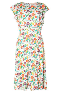 tailliertes Kleid Flügelärmel, Kimono