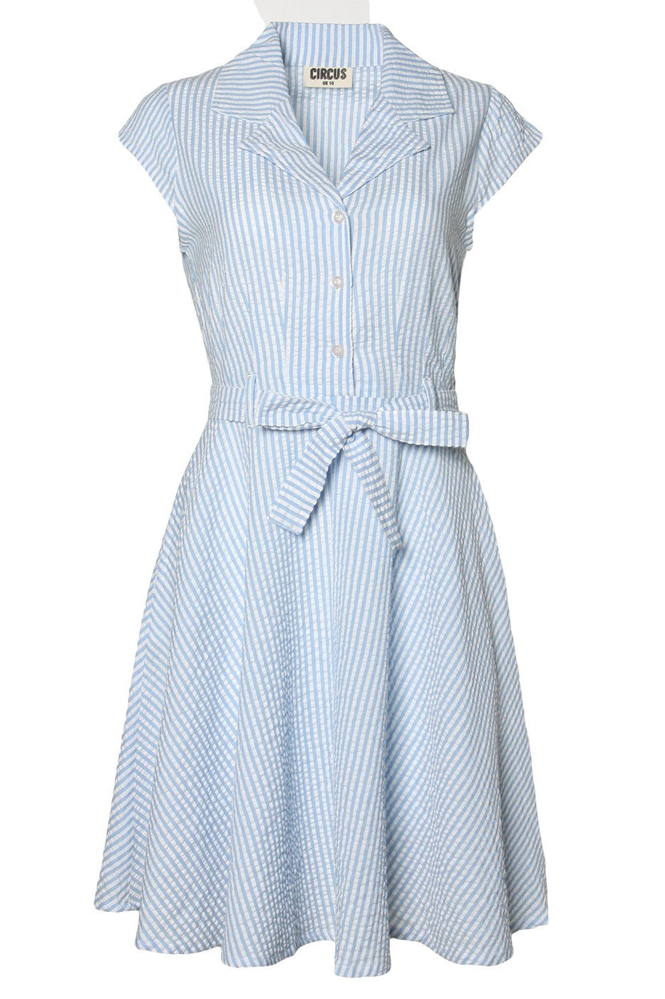 gestreiftes Kleid Ava Short, Seersucker Blue