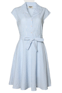 gestreiftes Kleid Ava Short, Seersucker Blue