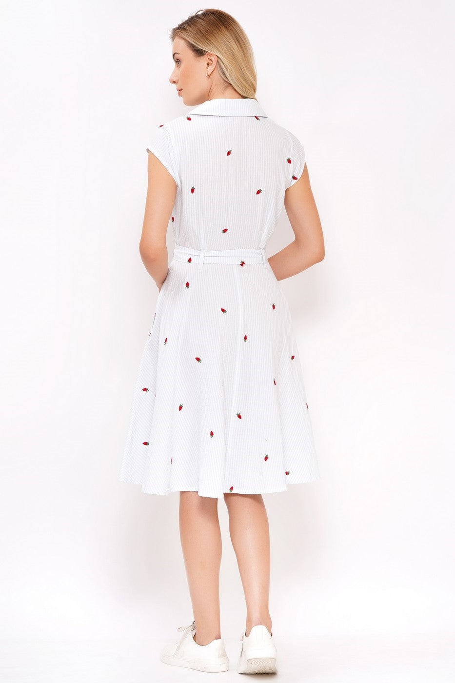 gestreiftes Kleid, Berries Embroidery