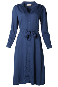 Blusenkleid mit Kragen, Navy Dobby