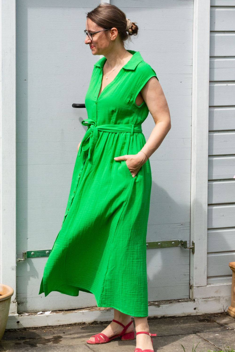 Kleid Nikki Dress, Crinkle Green