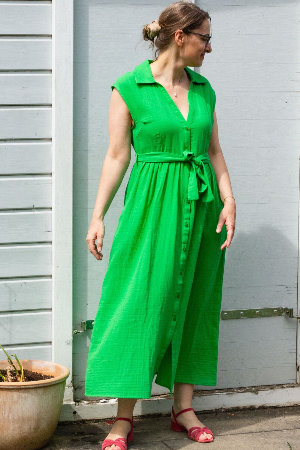 Kleid Nikki Dress, Crinkle Green