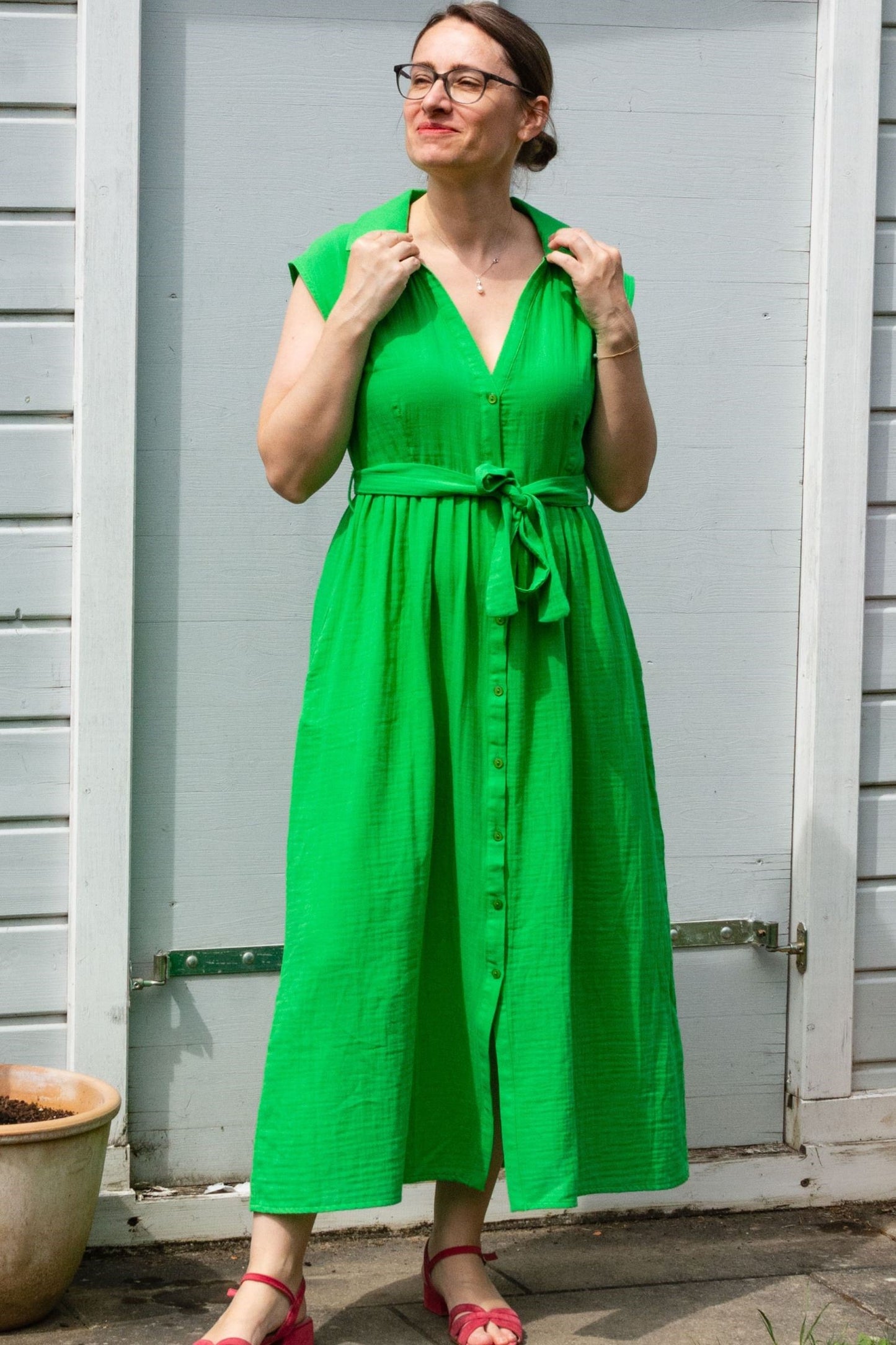 Kleid Nikki Dress, Crinkle Green