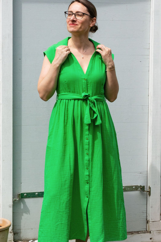 Kleid Nikki Dress, Crinkle Green