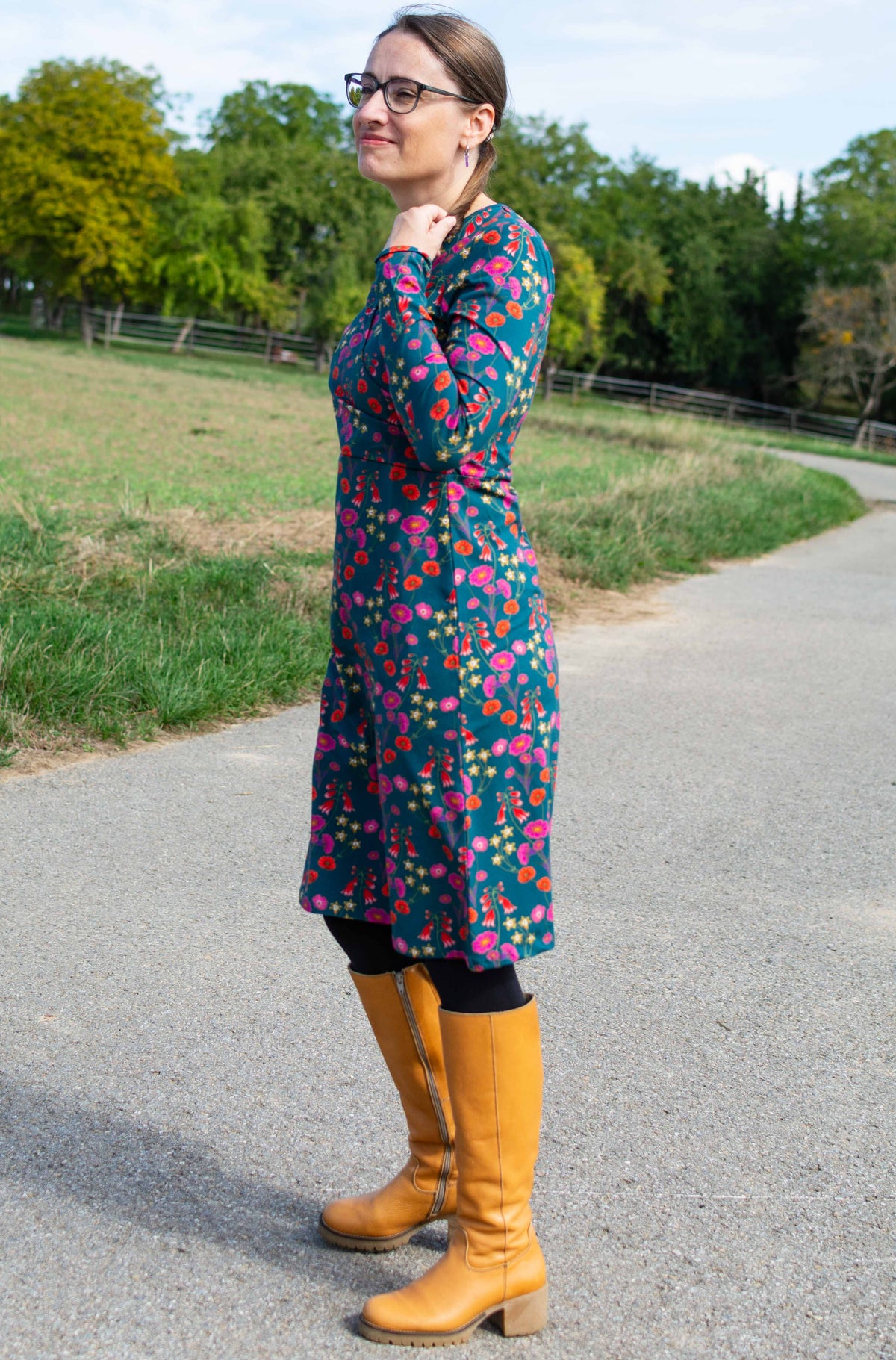 Chrissy Cross Dress Bohemian Rap, Mediterranea - Kleid Wickeloptik grün langarm