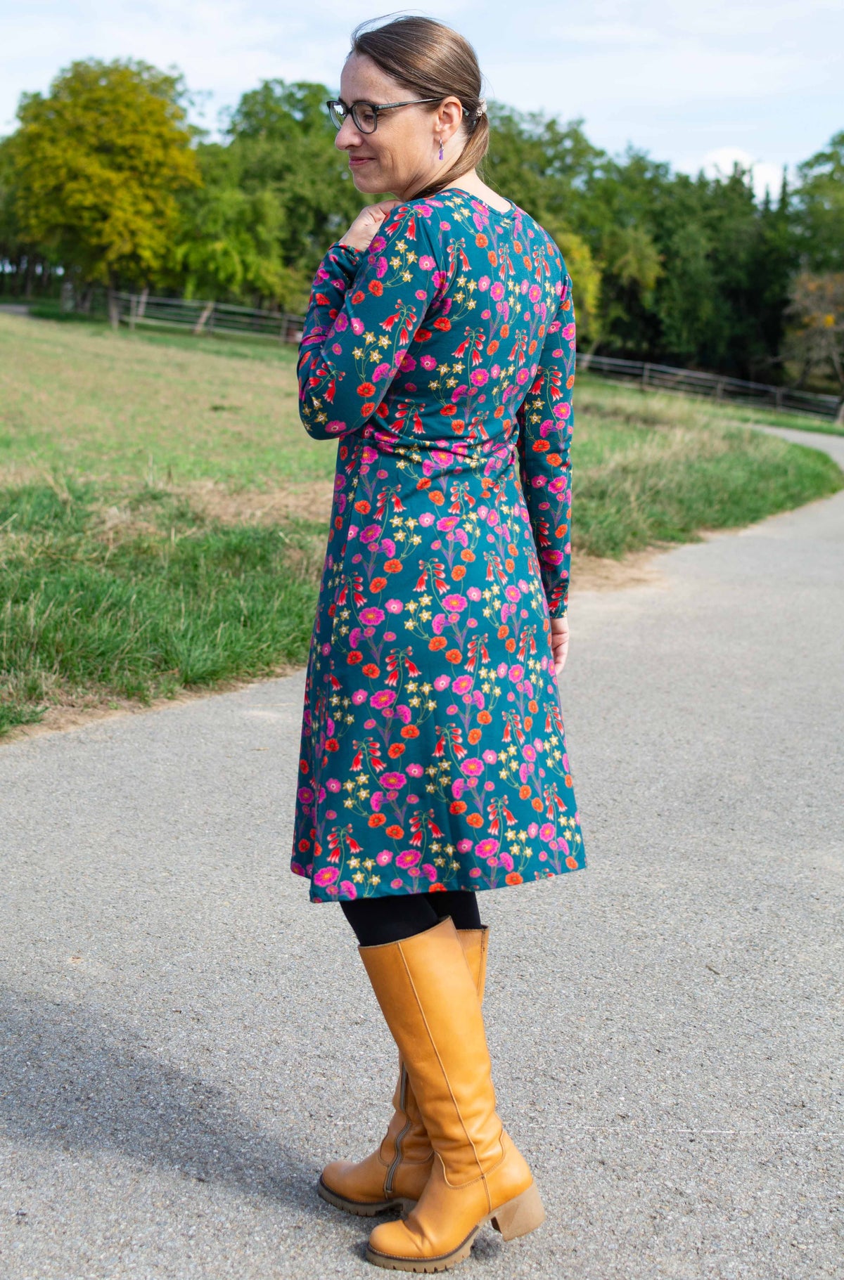 Chrissy Cross Dress Bohemian Rap, Mediterranea - Kleid Wickeloptik grün langarm