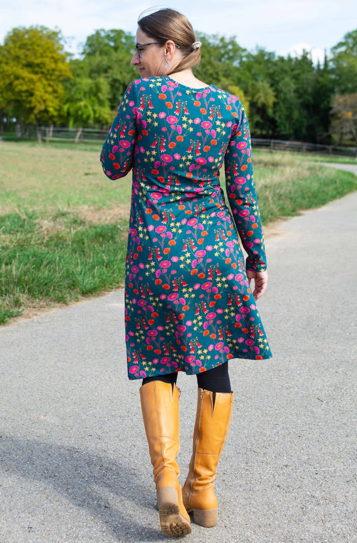 Chrissy Cross Dress Bohemian Rap, Mediterranea - Kleid Wickeloptik grün langarm