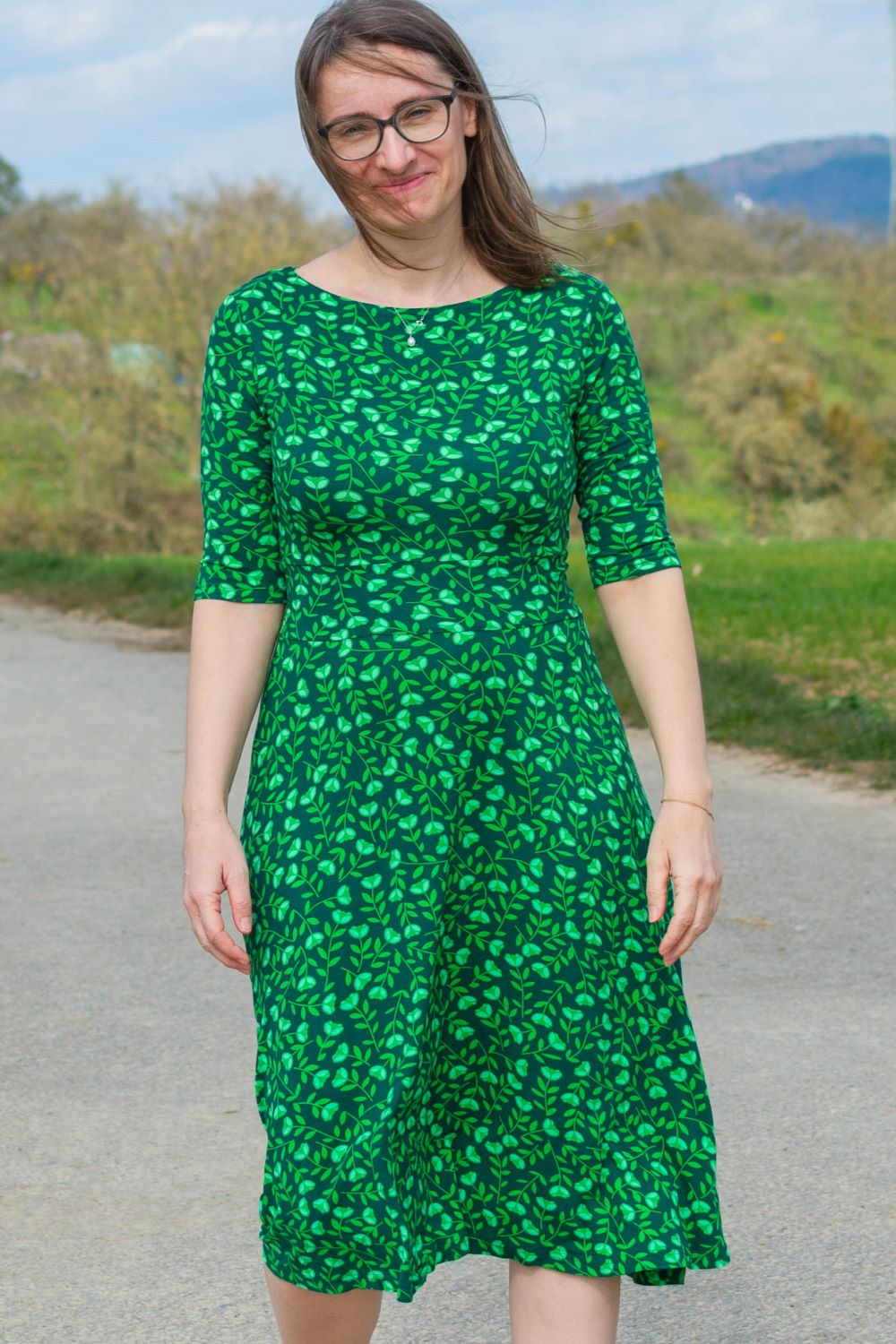 Danecharlotte Dress, Khaki/Green Fleurie