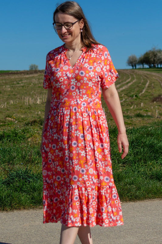 luftiges Midikleid, Red Ditsy