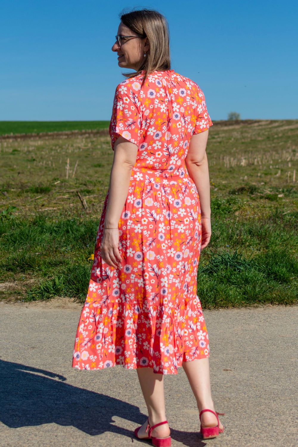 luftiges Midikleid, Red Ditsy