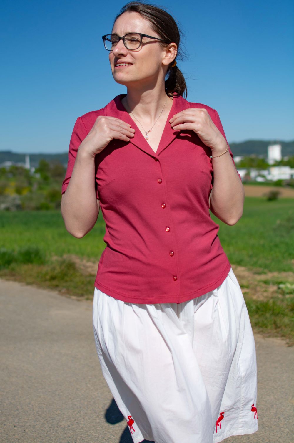 Dita Blouse Tricot Deluxe, Coral