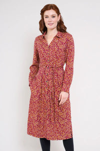 Dotty Shirt Dress, Cranberry