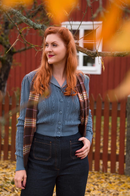 The Ice Skater Cardigan, Pale Indigo Wool