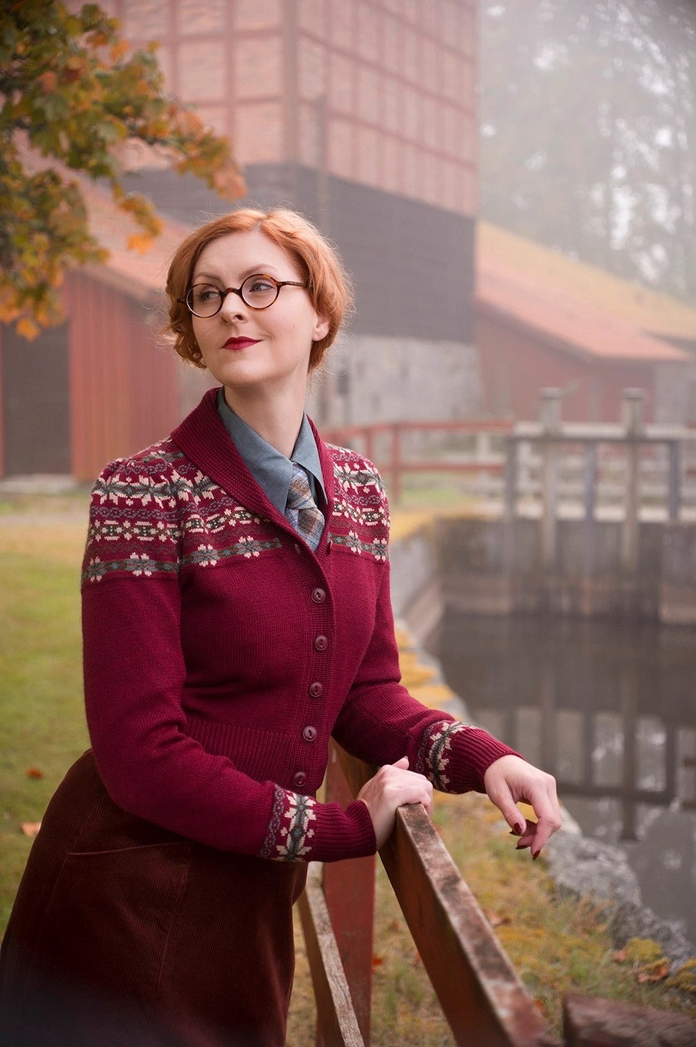 The Fair Isle Knit Jacket, Maroon Mélange Wool