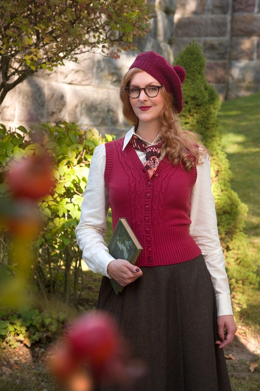 The Sassy Sweater Vest, Pomegranate Wool