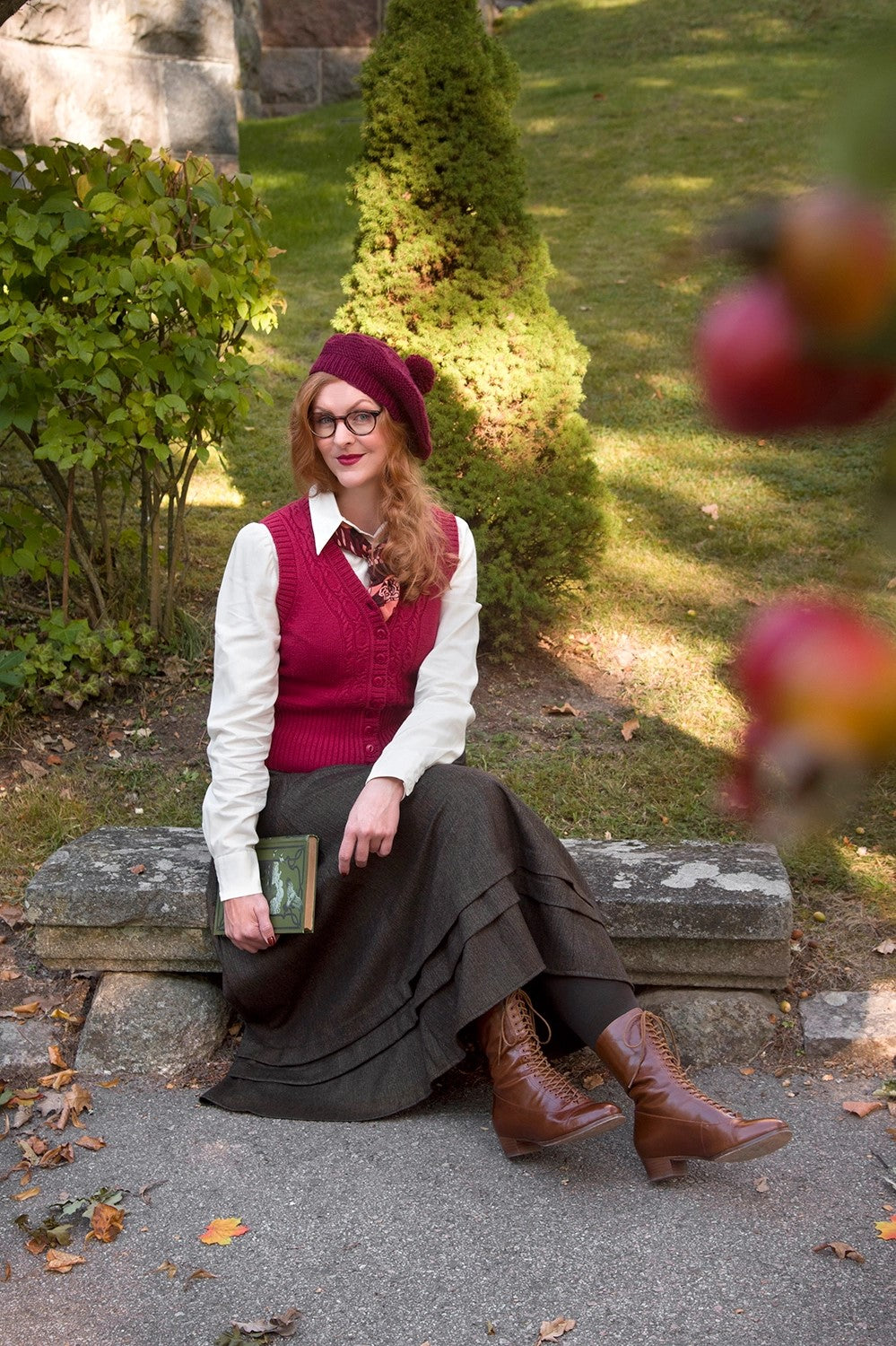 The Sassy Sweater Vest, Pomegranate Wool