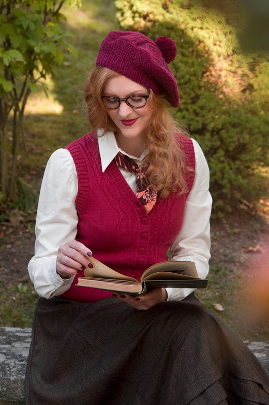The Sassy Sweater Vest, Pomegranate Wool